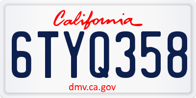 CA license plate 6TYQ358