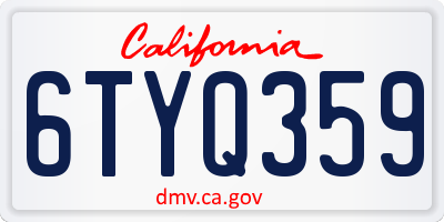 CA license plate 6TYQ359
