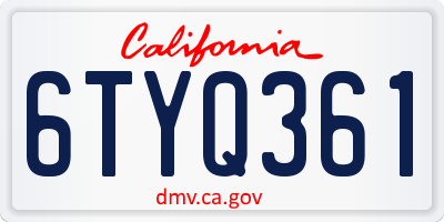 CA license plate 6TYQ361