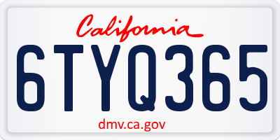 CA license plate 6TYQ365