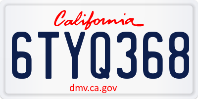 CA license plate 6TYQ368