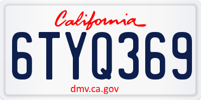 CA license plate 6TYQ369