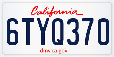 CA license plate 6TYQ370