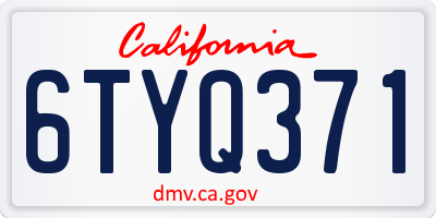 CA license plate 6TYQ371