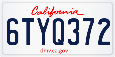 CA license plate 6TYQ372