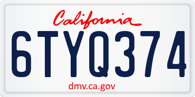 CA license plate 6TYQ374