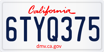 CA license plate 6TYQ375