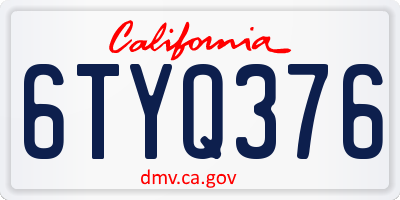 CA license plate 6TYQ376