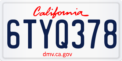 CA license plate 6TYQ378