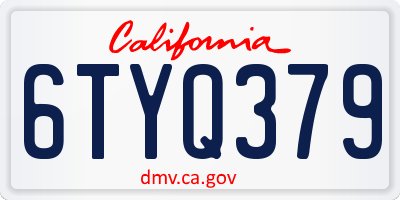 CA license plate 6TYQ379