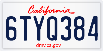 CA license plate 6TYQ384