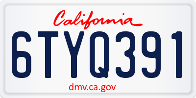 CA license plate 6TYQ391