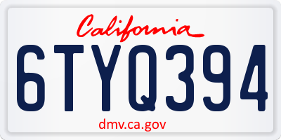 CA license plate 6TYQ394