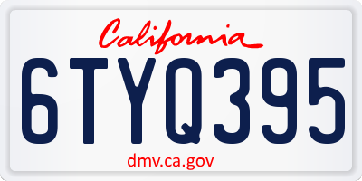 CA license plate 6TYQ395