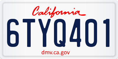 CA license plate 6TYQ401