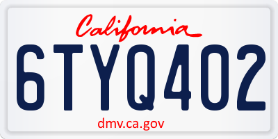 CA license plate 6TYQ402
