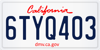CA license plate 6TYQ403