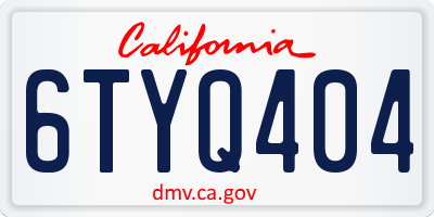 CA license plate 6TYQ404