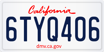 CA license plate 6TYQ406