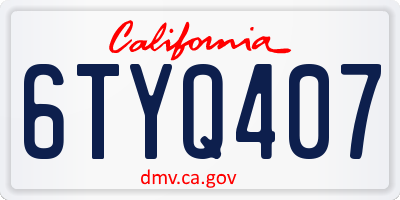 CA license plate 6TYQ407