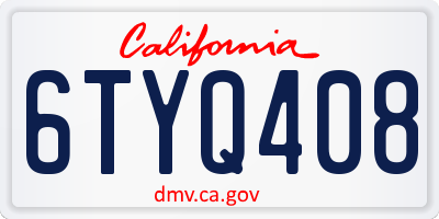CA license plate 6TYQ408