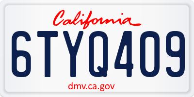 CA license plate 6TYQ409