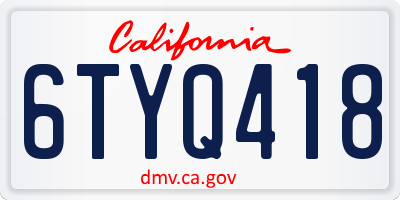 CA license plate 6TYQ418