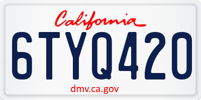 CA license plate 6TYQ420
