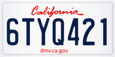 CA license plate 6TYQ421