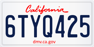 CA license plate 6TYQ425