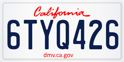 CA license plate 6TYQ426