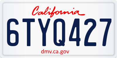 CA license plate 6TYQ427