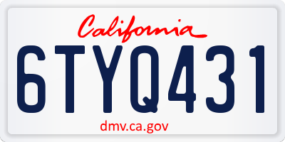 CA license plate 6TYQ431