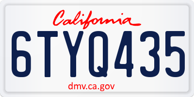 CA license plate 6TYQ435