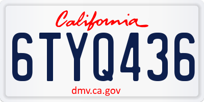 CA license plate 6TYQ436