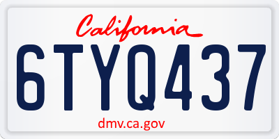 CA license plate 6TYQ437
