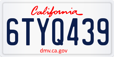 CA license plate 6TYQ439