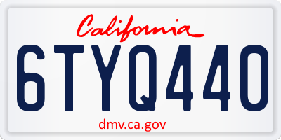 CA license plate 6TYQ440