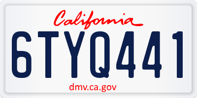 CA license plate 6TYQ441