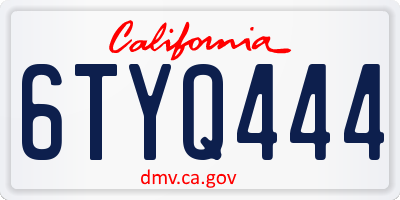 CA license plate 6TYQ444