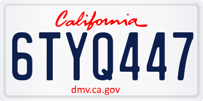 CA license plate 6TYQ447