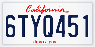 CA license plate 6TYQ451