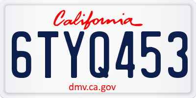 CA license plate 6TYQ453