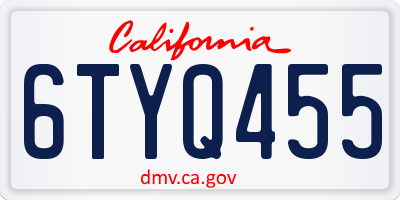 CA license plate 6TYQ455