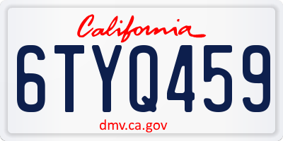 CA license plate 6TYQ459