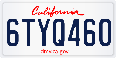 CA license plate 6TYQ460