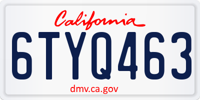 CA license plate 6TYQ463