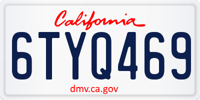 CA license plate 6TYQ469