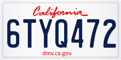 CA license plate 6TYQ472