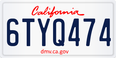 CA license plate 6TYQ474